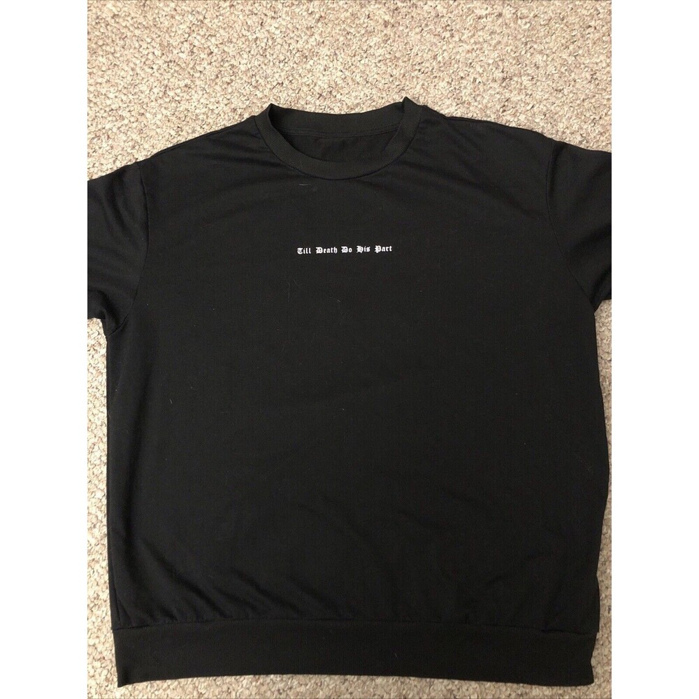 Till Death Do His Part Long Sleeve SHEIN Black Large T Shirt Graphic Print